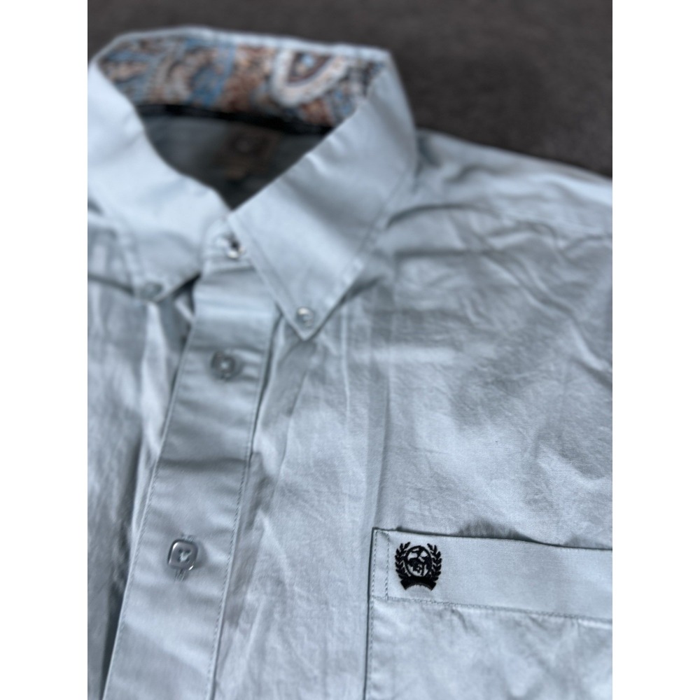 Cinch Mens Button Down Shirt XL Western Long Sleeve Light Blue